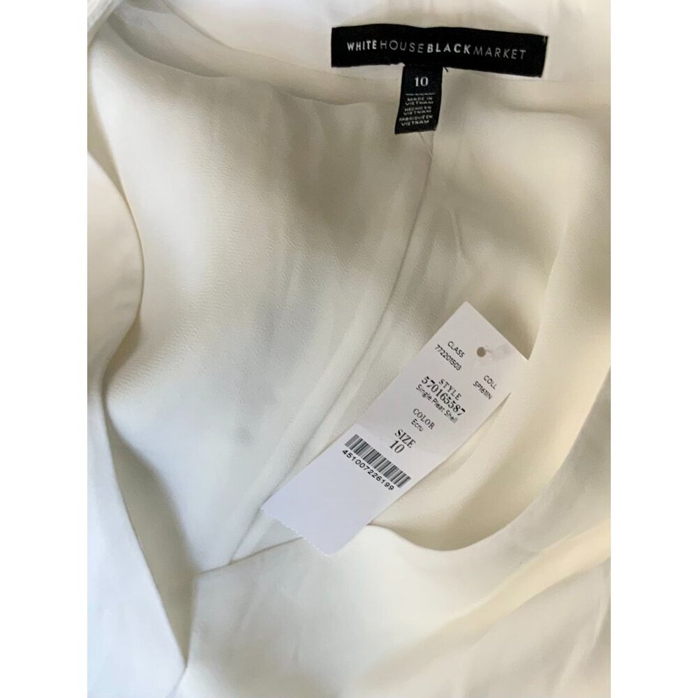 White House Black Market Ivory V-Neck Blouse - Picture 4 of 7